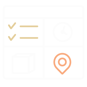 service-marketingicon illustration showing screen with checklist, timer, package and map location